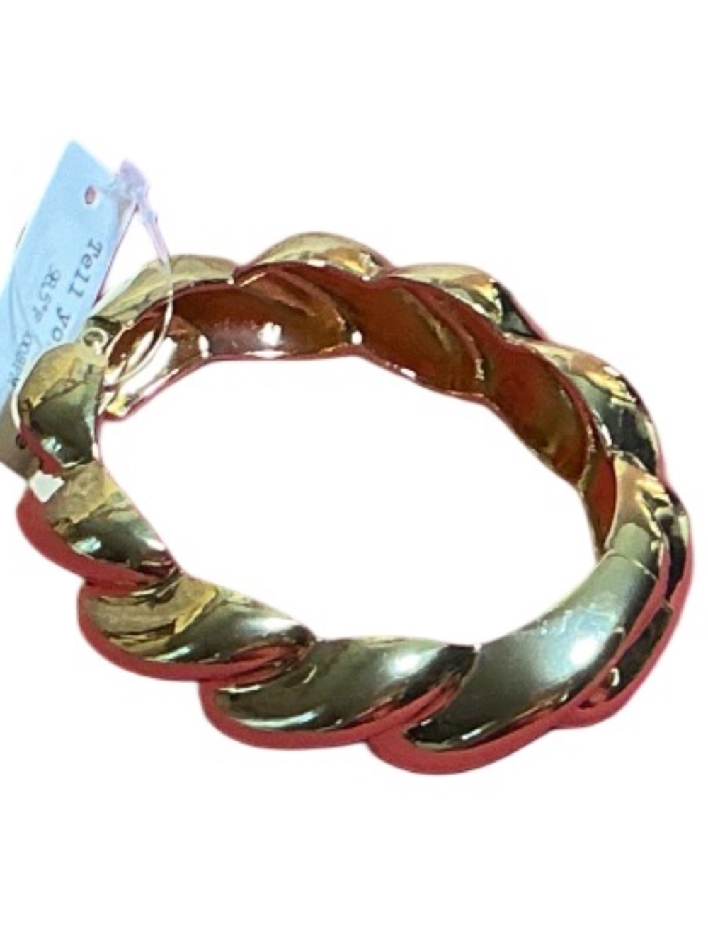 Gold Tone Hinged Bangle Bracelet, Twist Style, Tell Your Tale, 98.5 100 BPM, Nwt